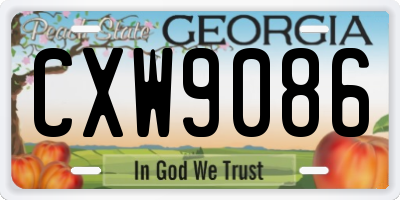 GA license plate CXW9086