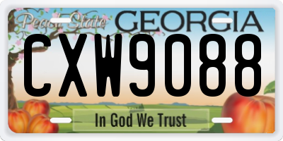 GA license plate CXW9088