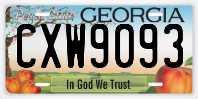 GA license plate CXW9093