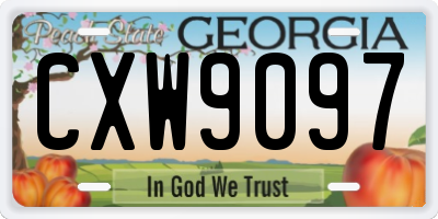 GA license plate CXW9097