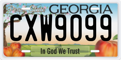 GA license plate CXW9099