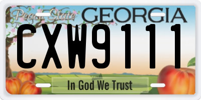 GA license plate CXW9111