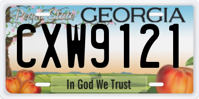 GA license plate CXW9121