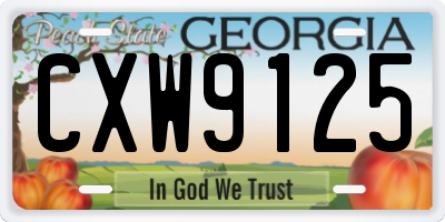 GA license plate CXW9125
