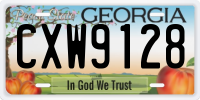 GA license plate CXW9128