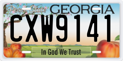 GA license plate CXW9141