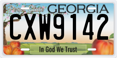 GA license plate CXW9142