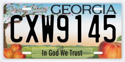 GA license plate CXW9145