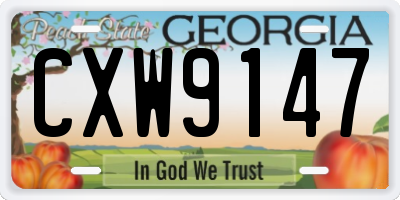 GA license plate CXW9147