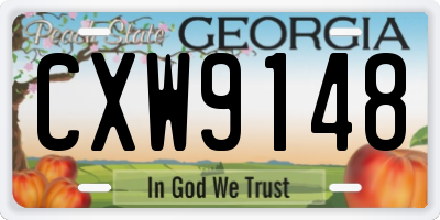 GA license plate CXW9148