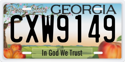 GA license plate CXW9149