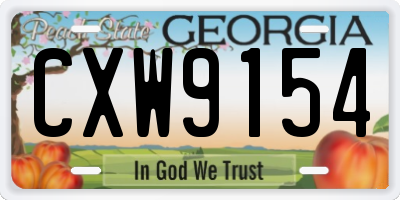 GA license plate CXW9154