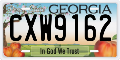 GA license plate CXW9162