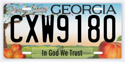 GA license plate CXW9180