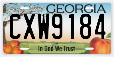 GA license plate CXW9184
