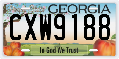 GA license plate CXW9188