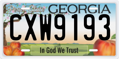 GA license plate CXW9193