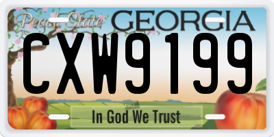 GA license plate CXW9199