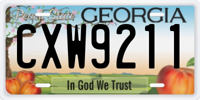 GA license plate CXW9211