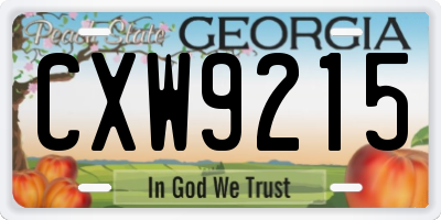 GA license plate CXW9215