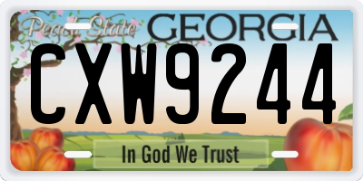 GA license plate CXW9244