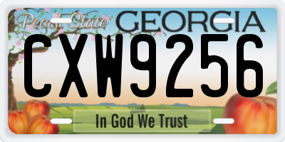 GA license plate CXW9256