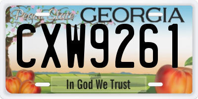 GA license plate CXW9261