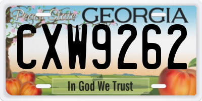 GA license plate CXW9262