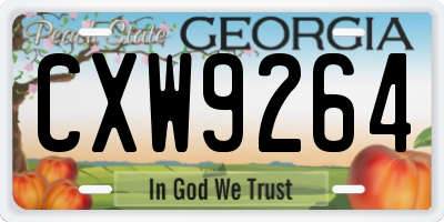 GA license plate CXW9264