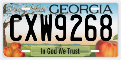 GA license plate CXW9268