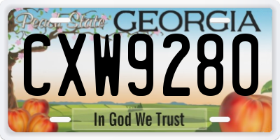 GA license plate CXW9280