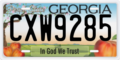 GA license plate CXW9285