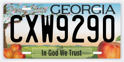 GA license plate CXW9290
