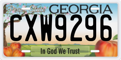 GA license plate CXW9296