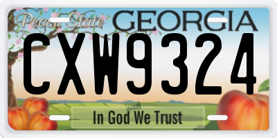 GA license plate CXW9324