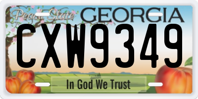 GA license plate CXW9349