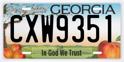 GA license plate CXW9351