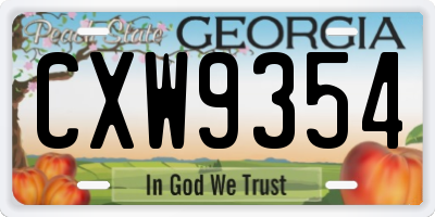 GA license plate CXW9354