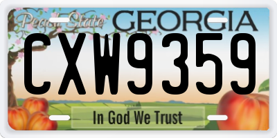 GA license plate CXW9359