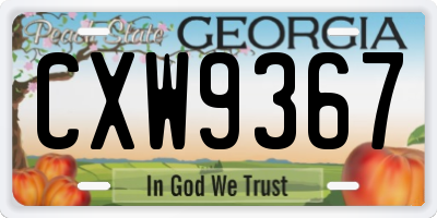 GA license plate CXW9367