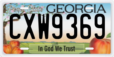 GA license plate CXW9369