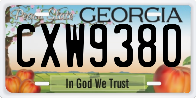 GA license plate CXW9380