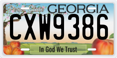 GA license plate CXW9386