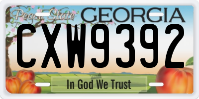 GA license plate CXW9392