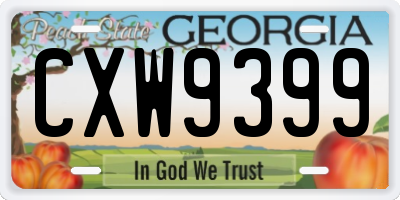 GA license plate CXW9399