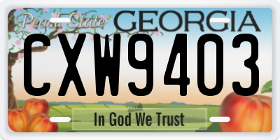 GA license plate CXW9403