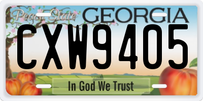 GA license plate CXW9405