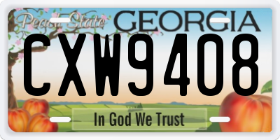 GA license plate CXW9408