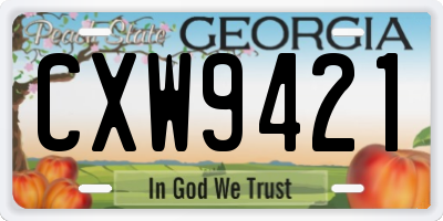 GA license plate CXW9421