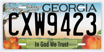 GA license plate CXW9423